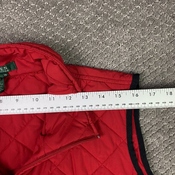 Lauren Ralph Lauren Quilted Vest Womens 2X Red Utility Plus Size Padding Zip - Picture 11 of 13